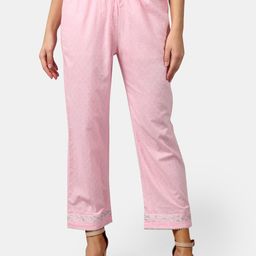 DART STUDIO Women Pink Embroidered Straight-Fit Sustainable Palazzos-image-13