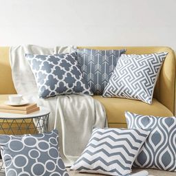 MODERN HOMES  Set of 6 Grey & White Geometric Square Cushion Covers-image-78