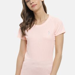Campus Sutra Women Peach-Coloured Solid Round Neck T-shirt-image-37