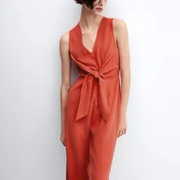 MANGO Cherry Red Bow Basic Jumpsuit-picture-16