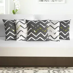 Divine Casa Grey & White Set of 5 Abstract Square Cushion Covers-18