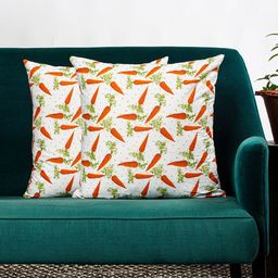 Contrast Living White & Orange Set of 2 Quirky Square Cushion Covers-36