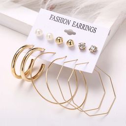 Jewels Galaxy Set of 6 Gold-Plated Earrings-image-68