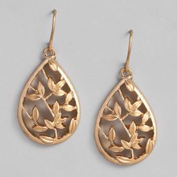 Accessorize London Gold-Toned Leaf Teardrop Shaped Drop Earrings-5
