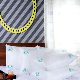 MFD HOME FURNISHING Set Of 4 White Striped Sleep Pillows-28