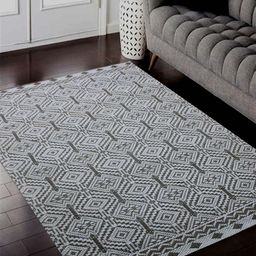 MRIC White Geometric Handmade Woollen Carpet-picture-7