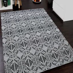 MRIC White Geometric Handmade Woollen Carpet-picture-12