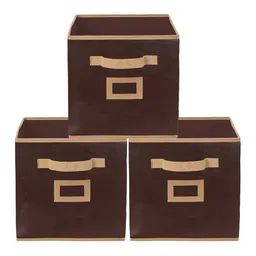 Kuber Industries Set Of 3 Brown Foldable Storage Replacement Drawers With Handles-12