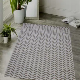 MRIC White Geometric Handmade Woollen Carpet-picture-3