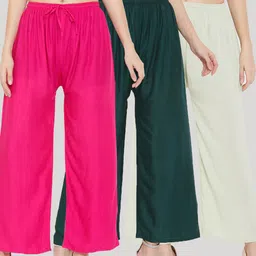 Clora Creation Women Pack of 3 Knitted Palazzos-image-96