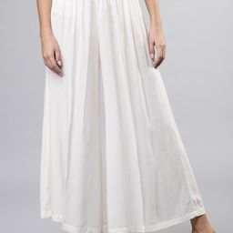 Vishudh Women Off-White Solid Flared Palazzos-picture-4