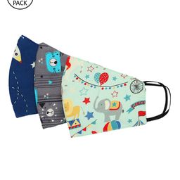Tossido Kids Pack Of 3 Printed 3-Ply Protective Outdoor Masks-30