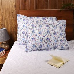 MFD HOME FURNISHING Set Of 2 White Floral Printed Sleep Pillows-33