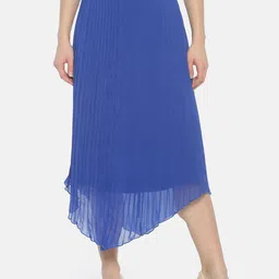 ISU Women Blue Solid A-Line Skirt-image-94