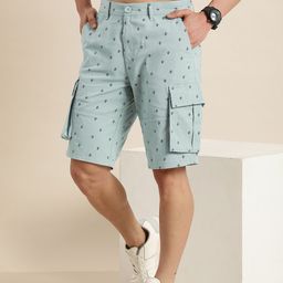 HERE&NOW Men Abstract Printed Slim Fit Cargo Shorts-picture-40