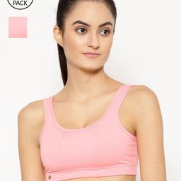 Floret Women Pack Of 2 Pink Solid Non-Padded & Non-Wired Workout Bra T3068-picture-43