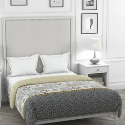 Portico New York White & Beige Mosaics Printed Double Bed Duvet Cover-picture-0