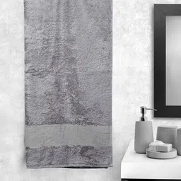 Portico New York Unisex Grey Solid 350 GSM Bath Towel-image-44
