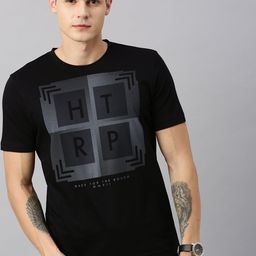 Huetrap Men Black Rogue Graphic Printed Round Neck Pure Cotton T-shirt-image-128