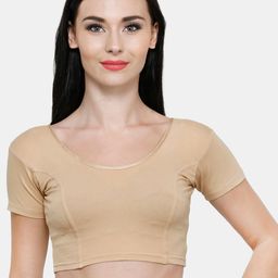 Vami Women Beige Solid Stretchable Readymade Saree Blouse-picture-58