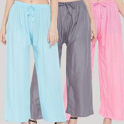 Clora Creation Women Pack of 3 Knitted Ethnic Palazzos-image-36