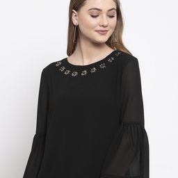 Gipsy Women Black Self Design Styled Back Top-image-45
