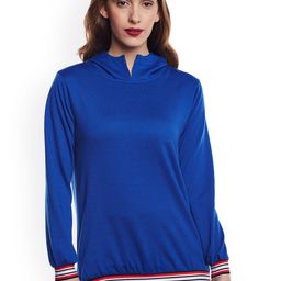 Belle Fille Women Blue Solid Hooded Sweatshirt-image-62