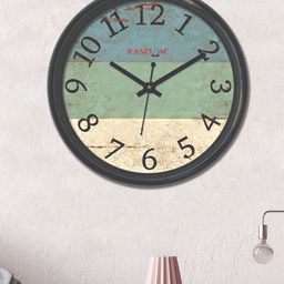 RANDOM Coffee Brown Round Colourblocked Analogue Wall Clock (30 cm x 30 cm)-1