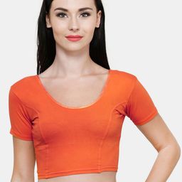 Vami Women Orange Solid Stretchable Readymade Saree Blouse-picture-38