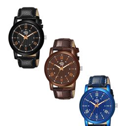 SWADESI STUFF Unisex Pack Of 3 Leather Straps Analogue Watch SDS 115 ALL 3 WATCH-31