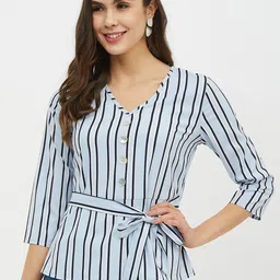 Harpa Women Blue Striped Top-picture-38