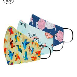 Tossido Kids Pack Of 3 Digitally Printed 3-Ply Pure Cotton Cloth Masks-24