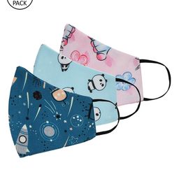 Tossido Kids Pack Of 3 Printed 3-Ply 100% Cotton Cloth Masks-7