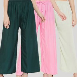 Clora Creation Women Pack of 3 Knitted Palazzos-image-22