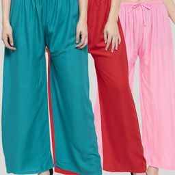 Clora Creation Women Pack of 3 Knitted Ethnic Palazzos-image-18