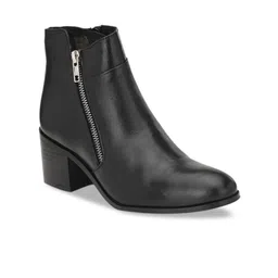 Delize Women Black Solid Faux Leather Heeled chelsea Boots-picture-31