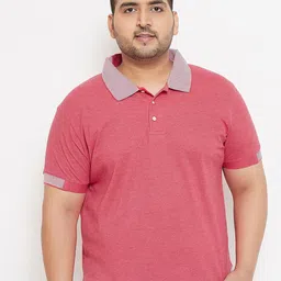 Instafab Plus Men Red Solid Polo Collar T-shirt-30