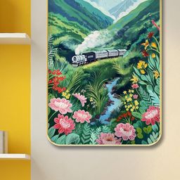 SAF Green & Pink Floral Printed Wooden Wall Art-picture-25