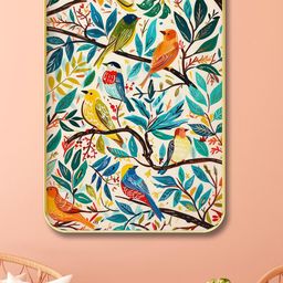 SAF Green & Blue Floral Printed Wooden Wall Art-picture-23