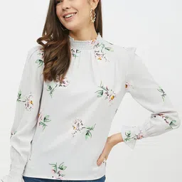 Harpa Women Grey Printed Blouson Top-image-98