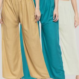 Clora Creation Women Green & Beige 3 Knitted Ethnic Palazzos-image-84