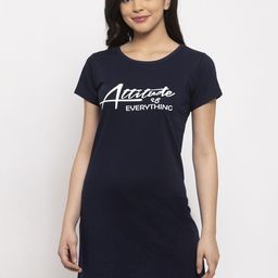 Claura Women Navy Blue Printed Sleep Shirt-image-43