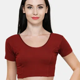 Vami Women Maroon Solid Stretchable Saree Blouse-picture-23