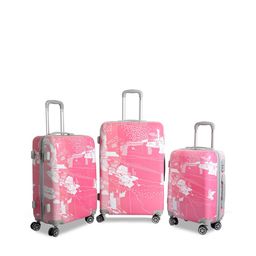 Polo Class Pink & White Set of 3 Printed Trolley Bags-43