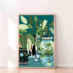 SAF Green & Blue Floral Printed Wooden Wall Art-picture-41