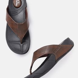 Carlton London Men Coffee Brown Croc Textured Comfort Sandals-image-75