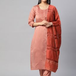 RAJGRANTH Women Embroidered Sequinned Kurta With Trousers & Dupatta-54