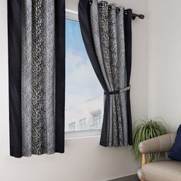 Home Sizzler Grey & White Set of 2 Quirky Window Curtain-image-28