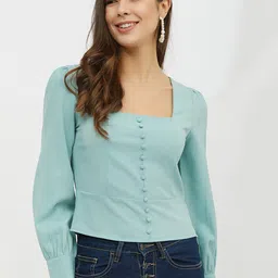 Harpa Women Teal Solid Top-image-49