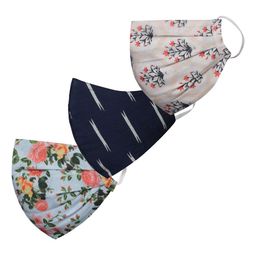 VASTRAMAY Unisex Pack Of 3 Printed 2-Ply Reusable Cloth Half Face Masks-75